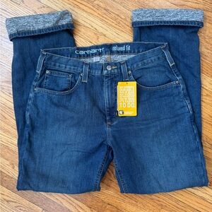 NWT- Carhartt Relaxed Fit Denim Jeans - Dark Blue 32 x 32.